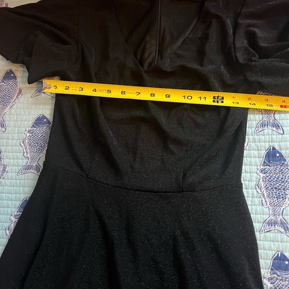 Brides May Elegant Black Mini Dress – Sz S – Ruffle Sleeves & Shimmering Design - Picture 8 of 11